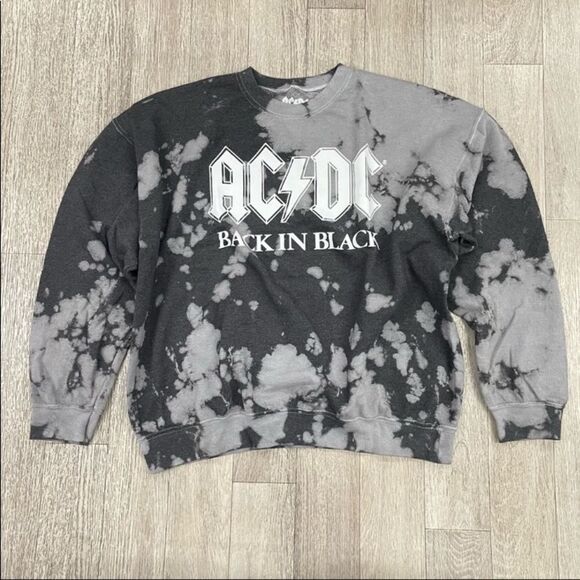 ACDC Tops - ACDC Back In Black Acid Wash Graphic Band Sweatshirt